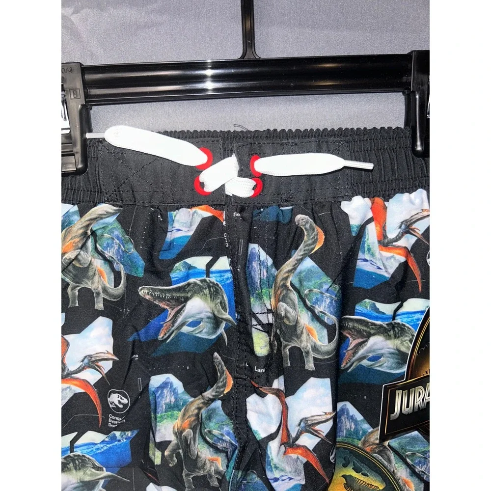 Jurassic World Rebirth Boys‎ Swim Trunks Black Dinosaur UV50 Board Shorts Sz 6/7